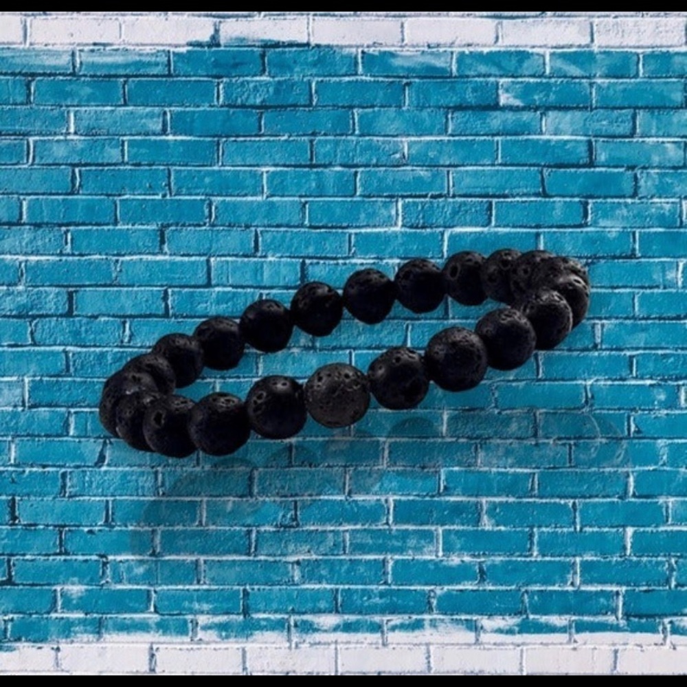 Chakra Healing // Black Lava Stone Beaded Bracelet